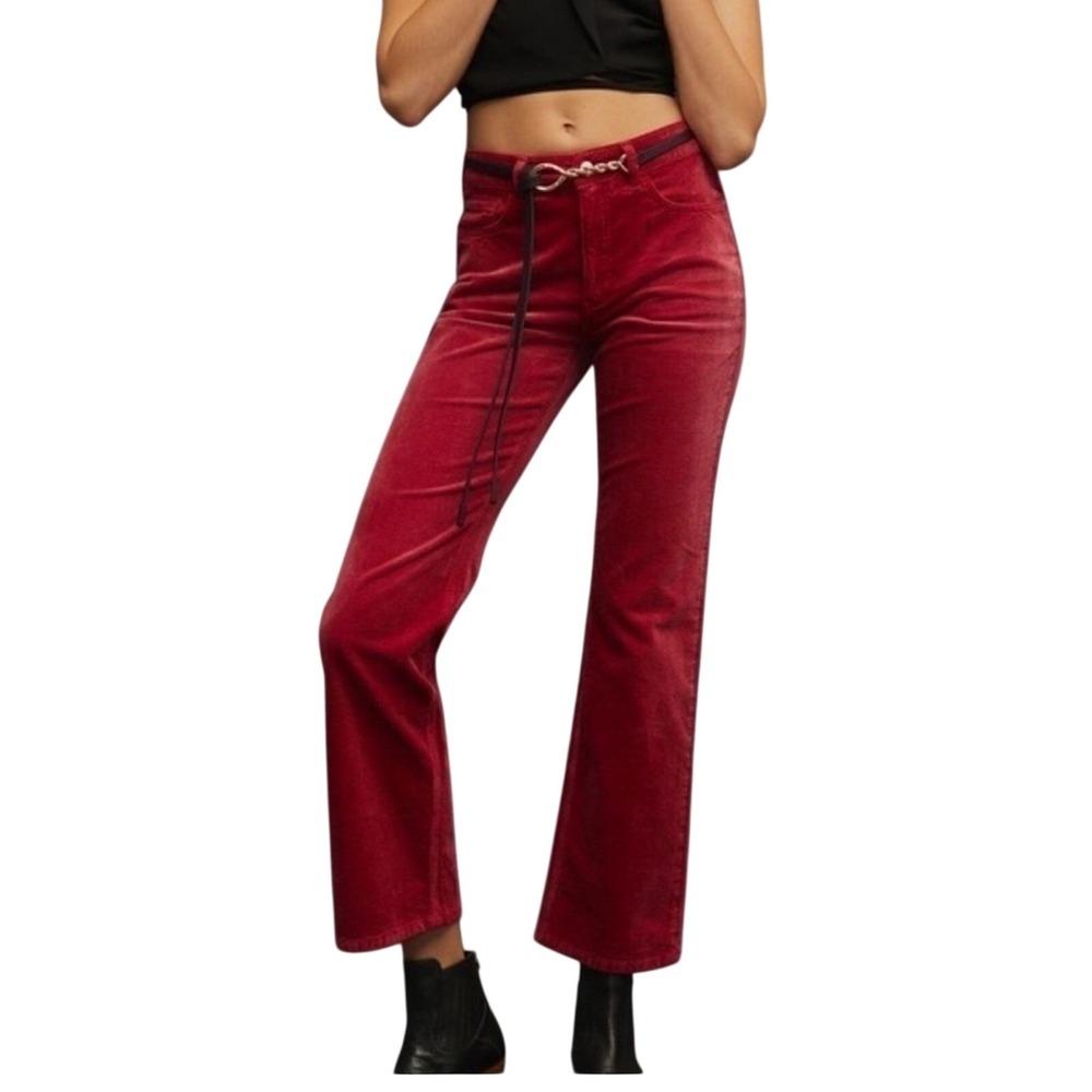 Pilcro Red Corduroy Bootcut Pants High Rise Berry Womens